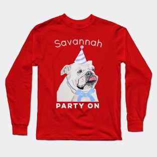 Savannah Georgia Souvenir Funny Bulldog Party On Long Sleeve T-Shirt